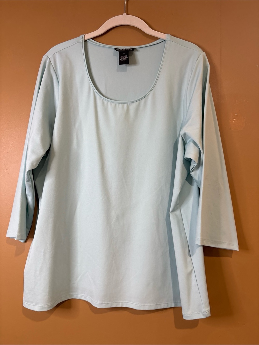 HC974 Dialogue Womens Blouse Size 1X The New Language Of Style Blue 3/4 Sleeve